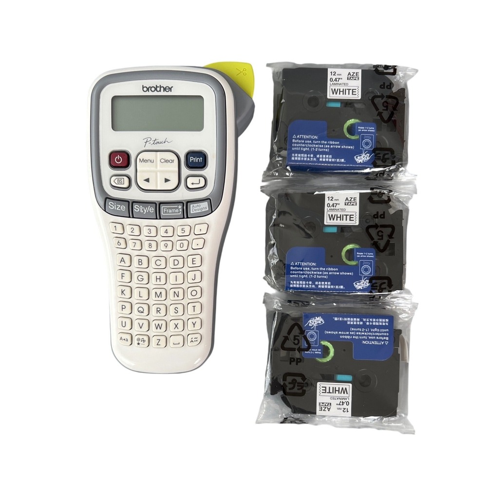 Brother P-Touch PT-H100 Handheld Label Maker Bundle with 3 New 12mm White Tapes